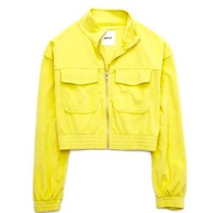 AERIE GROOVE VELOUR LIME GREEN CROP JACKET SIZE XXL.